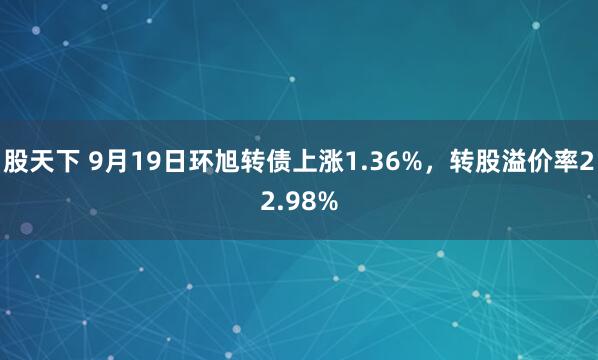 股天下 9月19日环旭转债上涨1.36%，转股溢价率22.98%