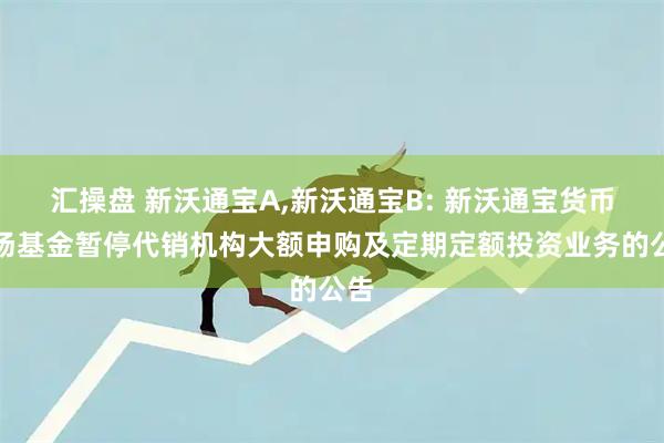 汇操盘 新沃通宝A,新沃通宝B: 新沃通宝货币市场基金暂停代销机构大额申购及定期定额投资业务的公告