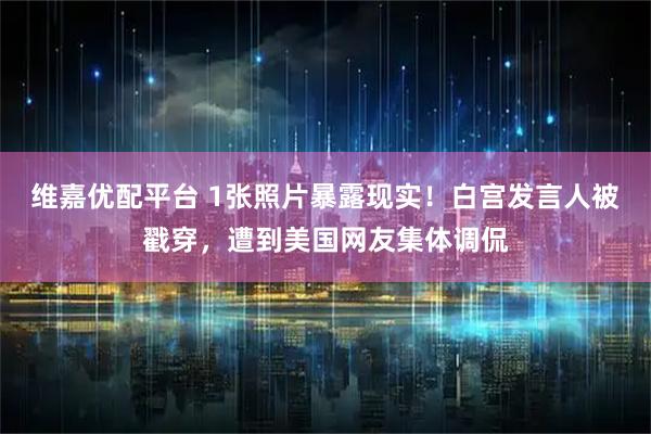 维嘉优配平台 1张照片暴露现实！白宫发言人被戳穿，遭到美国网友集体调侃